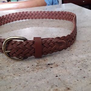 Classic Brown Braided Leather Belt